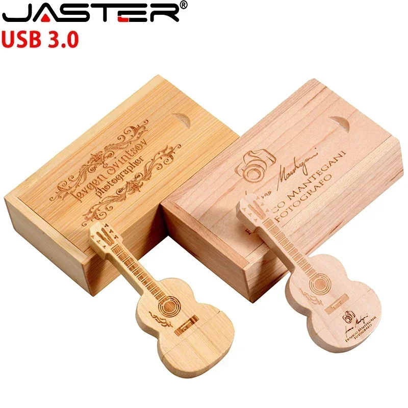 Jaster-guitarra de Madeira Usb 3.0 Flash Drive com Logotipo Personalizado Gratuito Memory Stick Criativo Presentes de Casamento Pendrive 16gb 32gb 64gb 128gb - Imagem 3