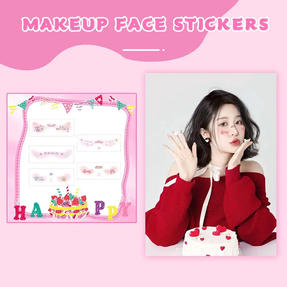 생일 메이크업 블러쉬 문신 스티커 소녀 파티 메이크업 스티커 문신 스티커 블러쉬 벨 문신 휴일 블러쉬 Sti J8R2