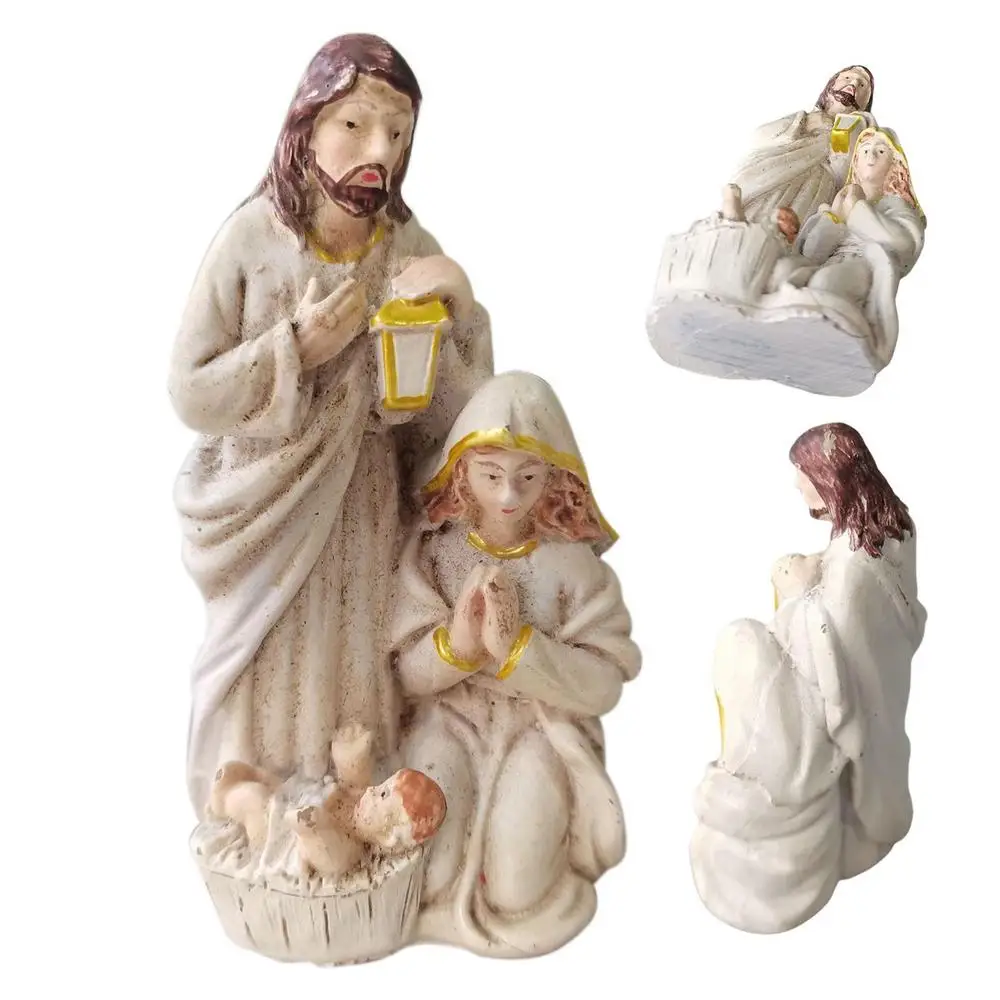 Description Picture 6 of itemMini Nativity Scene Statue Resin Holy Family Statue Tabletop Scenes Catholic Figurine Handicrafts Sculpture for Christmas Decor