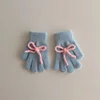 New Winter Cute Solid Color Bow Children Warm Gloves Girls Five Finger Gloves Korean Fashion Windproof Student Cycling Mittens 6