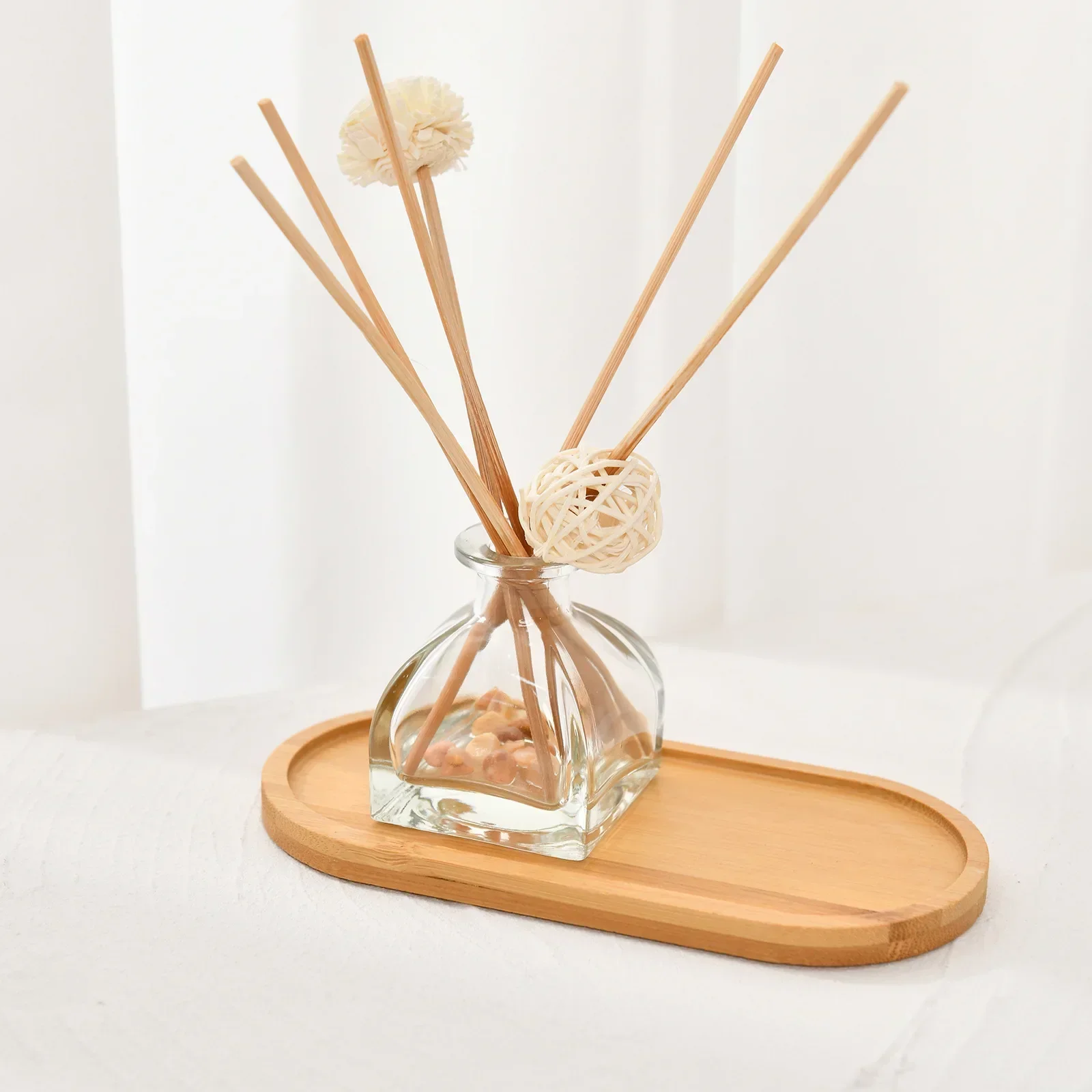 Bamboo Tray Plant Mini Plant Pot Rack Multi-meat Pot Tray Balcony Storage Kitchen Storage Bathroom Storage Round Square