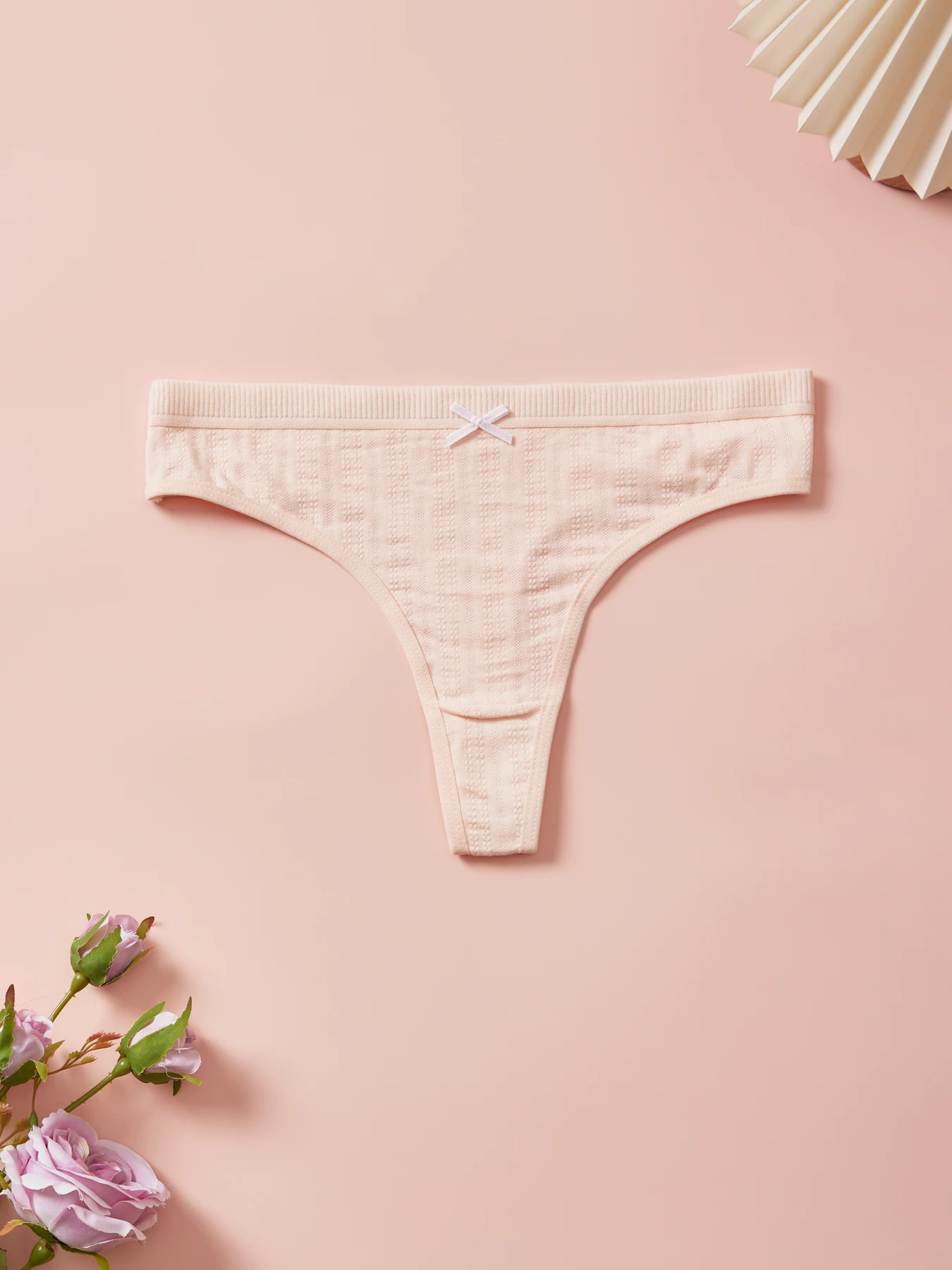 Sexy Women's Cotton Thong Panties 5pcs Low Rise Soft Comfortable Underwear Breathable Ladies Panties Bowknot for Everyday Wear