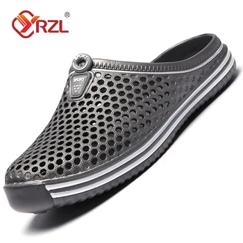 YRZL Shoes Men Beach Slippers Unisex Hollow Out Casual Women Beach Sandal Flip Flops Shoes Non-slip Size 36-45 Mens Slippers 1