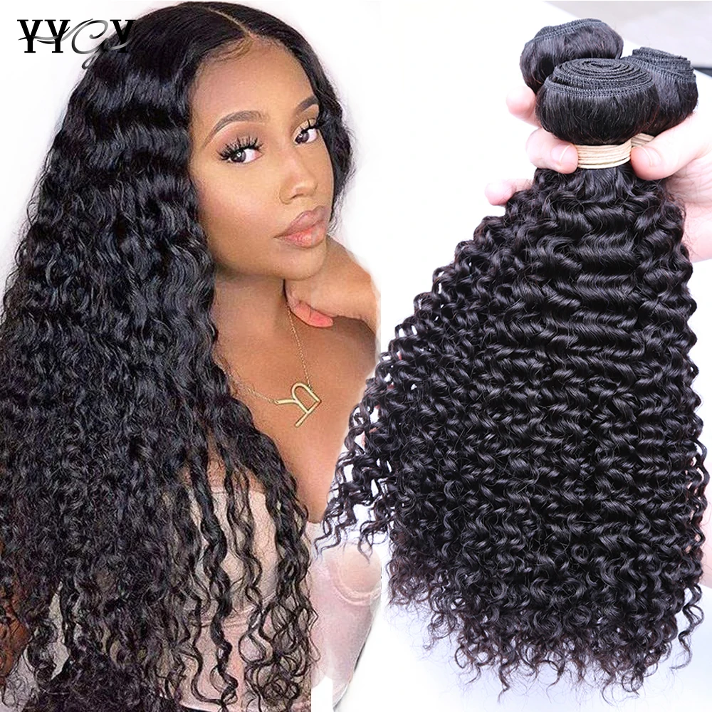 Yygy cabelo brasileiro cacheado encaracolado 1/3/4 feixes, extensões de ...