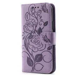 Elegant 3D Flower Leather Wallet Book Case with Card Slot and Photo Frame for Realme C53 (PURPLE)