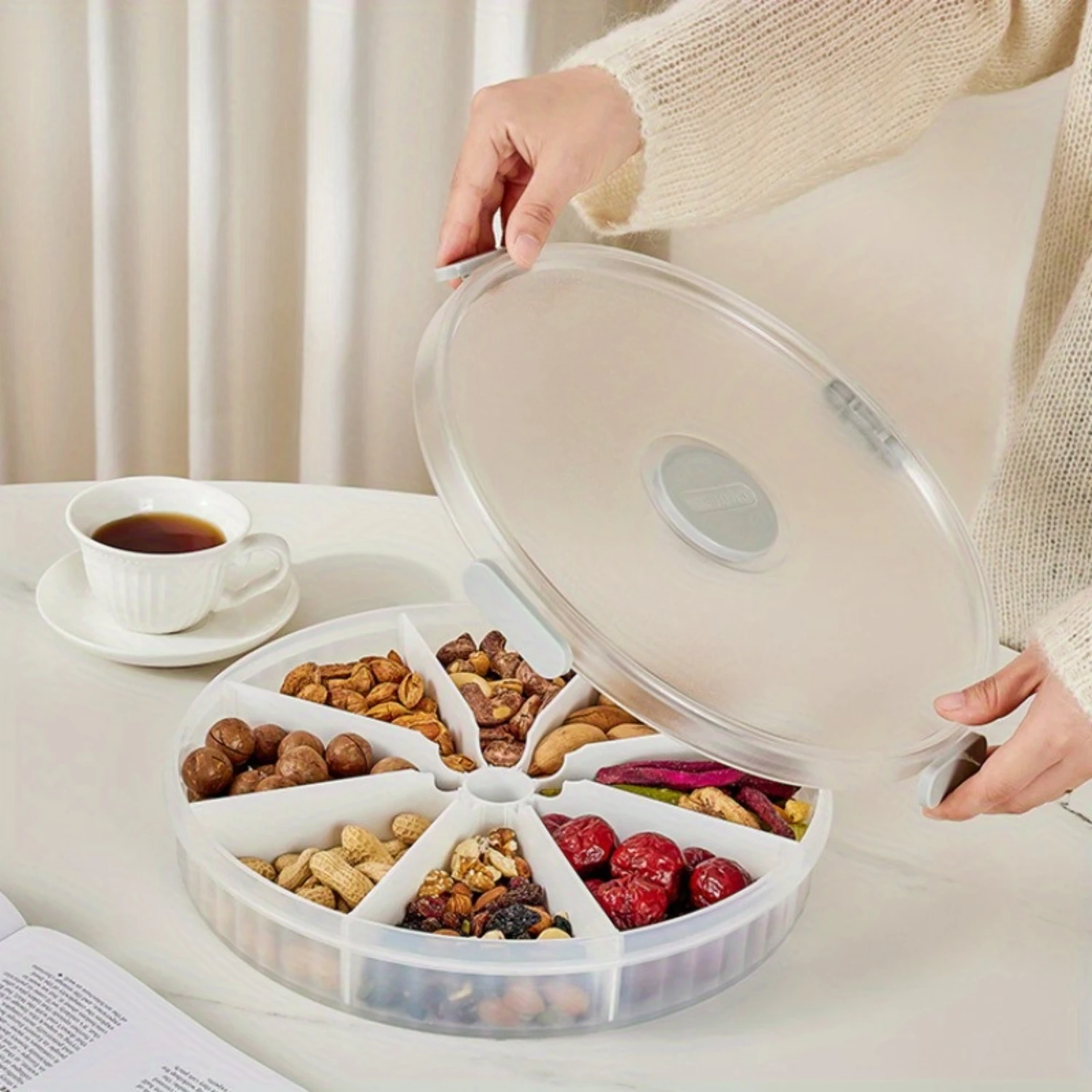 1pc Adjustable Compartment Plastic Box-Multi-Purpose Snack Organizer with Large Capacity for Dried Fruit, Nuts, Seeds, and As