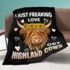 I Just Freaking Love Highland Cows Ok Throw Blankets Cozy Lightweight Plush Animal Throw Decorative Quilts Throws for 1