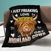I Just Freaking Love Highland Cows Ok Throw Blankets Cozy Lightweight Plush Animal Throw Decorative Quilts Throws for 1