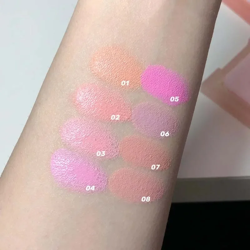 Pink Purple Mist Blusher Cream With Puff Matte Brighten Cheek Enhance Complexion Face Contouring Shadow Rouge Mud Makeup 6