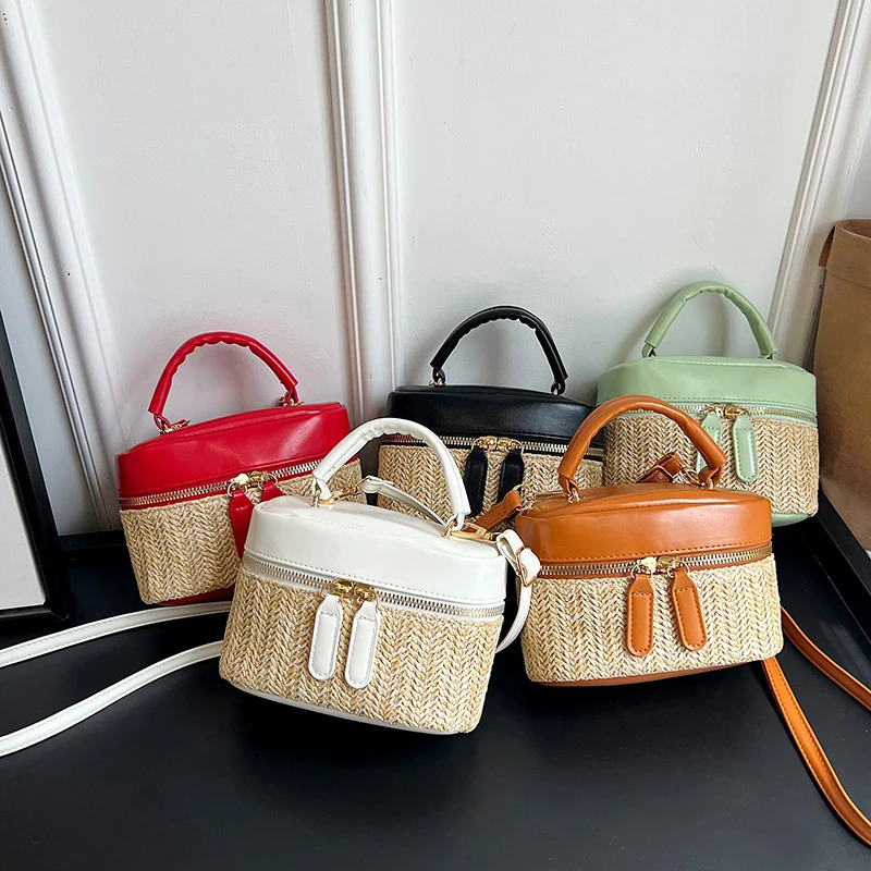 Summer Straw Bags for Women Straw Shoulder Bags Rattan Woven Crossbody Crochet Beach Top Handle Bag Raffia Casual Handbags 2023