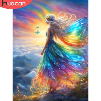 HUACAN 5D DIY Diamond Painting Cartoon Fairy Full Square Round Diamond Mosaic Portrait Fantasy Art Decoration 1