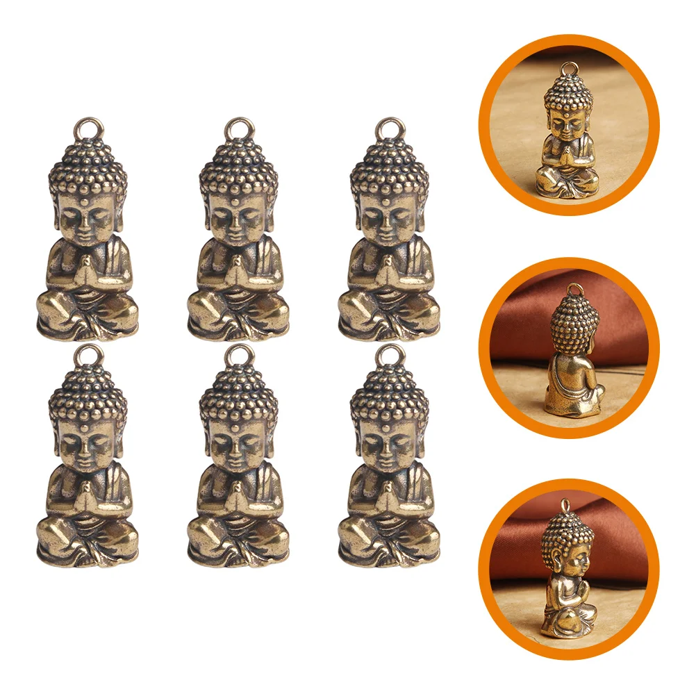 

6pcs DIY Brass Charm Creative Buddha DIY Key Pendant Retro Keyring Pendant