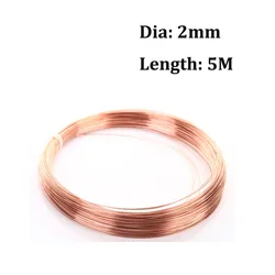Premium Pure Copper Wire - Superfine Bare Red T2 Copper Line, Various Diameters Available (2mm X 5M)