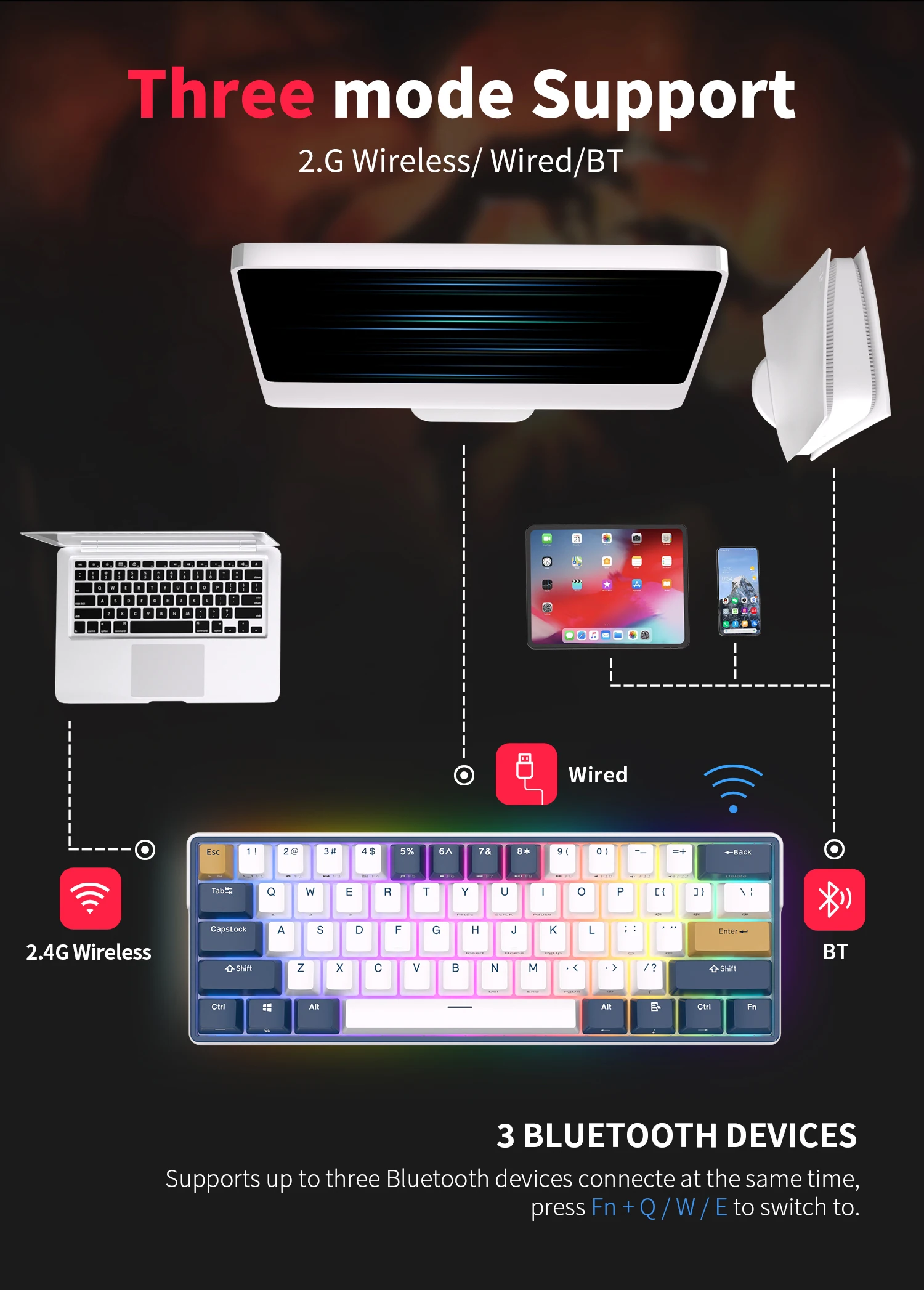 plus royal kludge teclado mecânico sem fio bluetooh rgb backlit gamer teclados chave mini