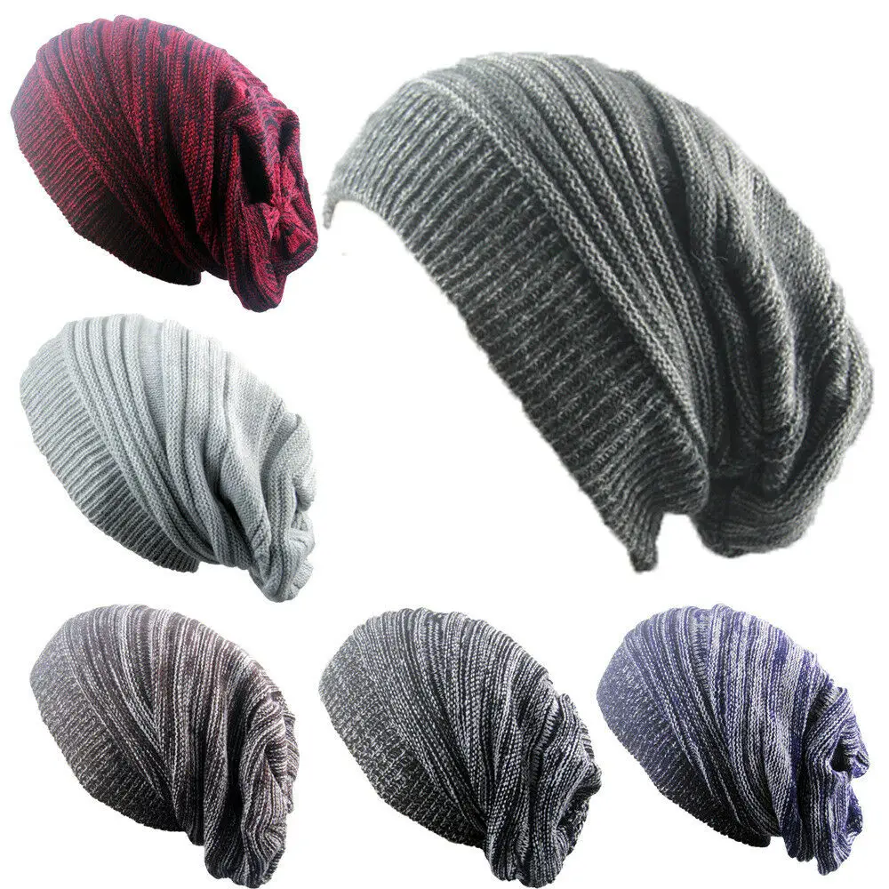 Men and Women Hat Mixed Color Cotton Striped Hip Hop Winter Warm Hat Scarf Beanies Knit Long Loose Hat Gorro Headdress 2