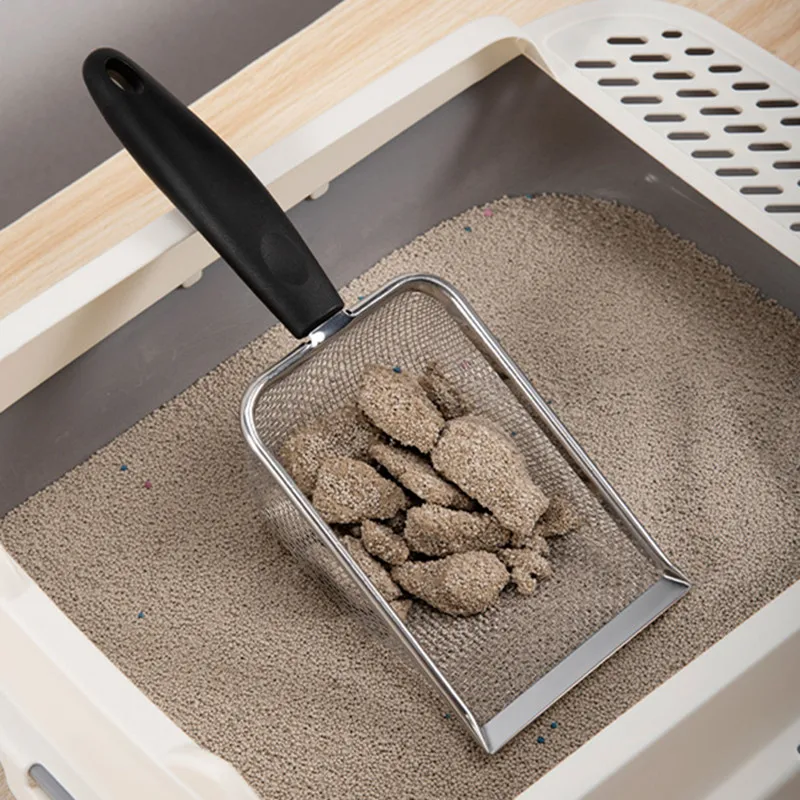 

Cat Litter Shovel Upgrade Handle Stainless Steel Cat Litter Shovel Colander Hanging Hole Beach Scooper Pet Supplies Cat Cleaning