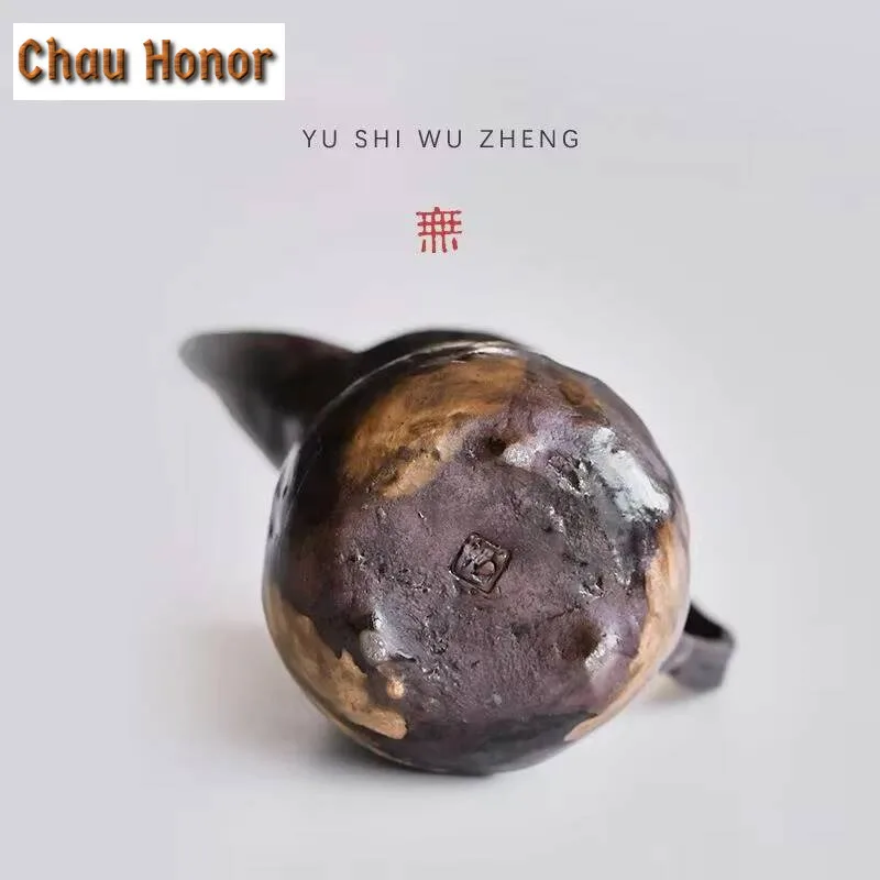 125ml Hand-made Coarse Pottery Fair Cup Creative Handle Pot Powder Yin Male Cup Ceramic Coffee Equalizing Cup and Wine Divider