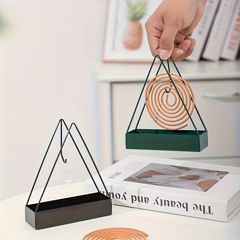 2PCS Black Metal Mosquito Coil Holder - Triangle Incense Burner Stand for Indoor & Outdoor, Compatible with Sticks & Coils boat