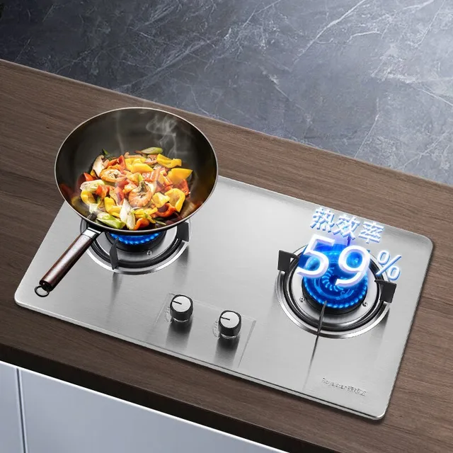 RSD-R201 Double Burner Built-in Gas Cooktop with Stainless Steel Flameout Protection Pipe for Household
