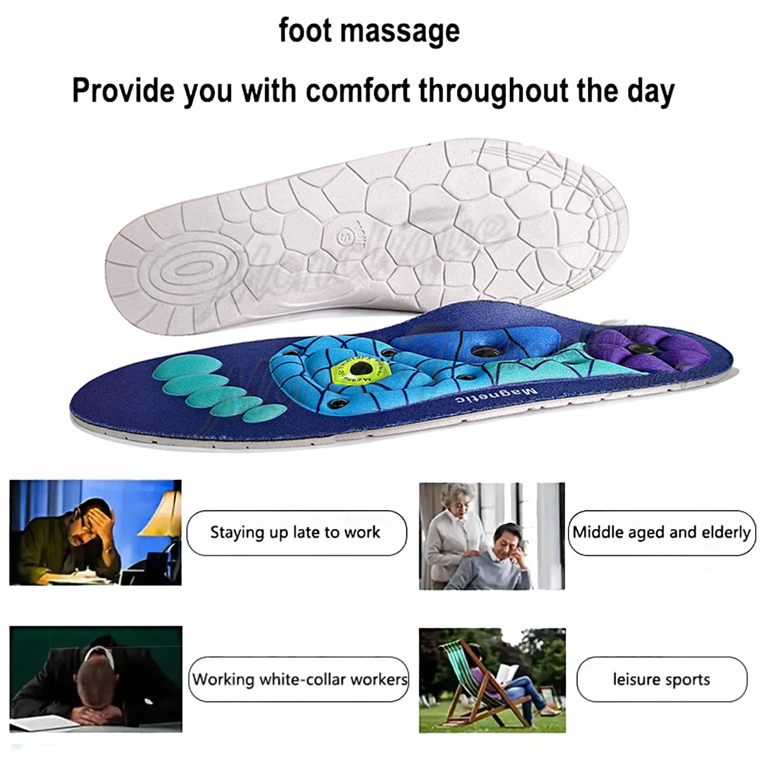 Medical Magnetic Therapy Sports Insole Foot Massage Weight Loss Acupressure Insole Improve Blood Circulation Anti-fatigue Insole
