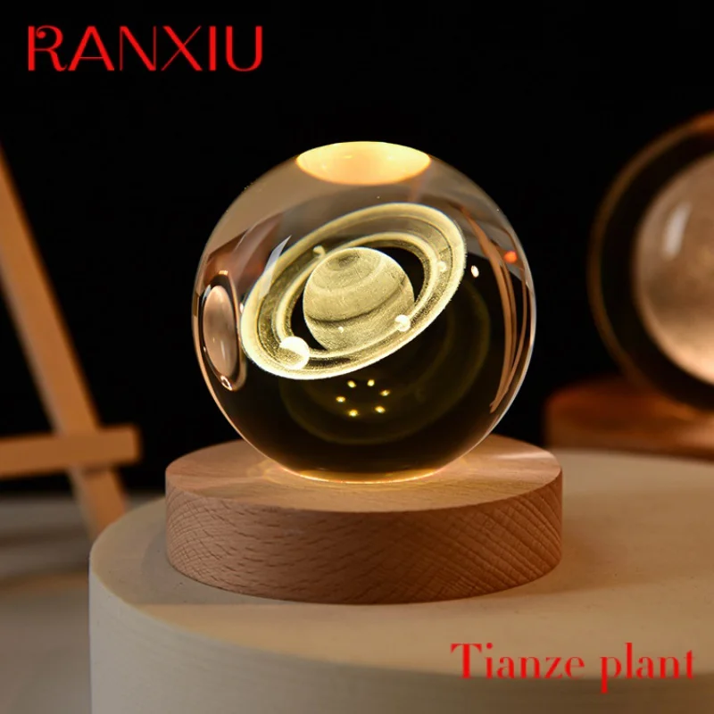 

Custom 60mm Solar System Globe Crystal Ball Light 3D Laser Engraved Astronomy Planets Ball Home Decor Night Light