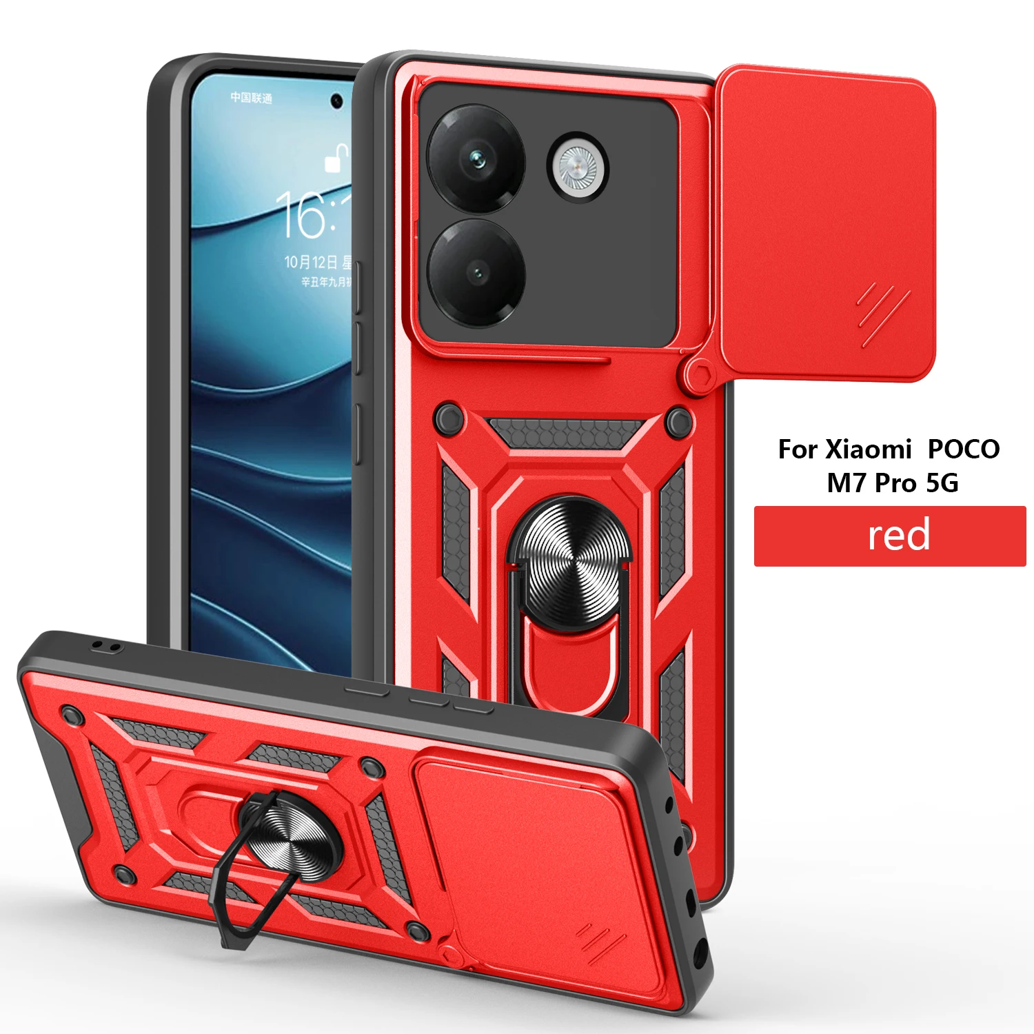 Durable Armor Slide Camera Protection Case with Car Magnetic Holder