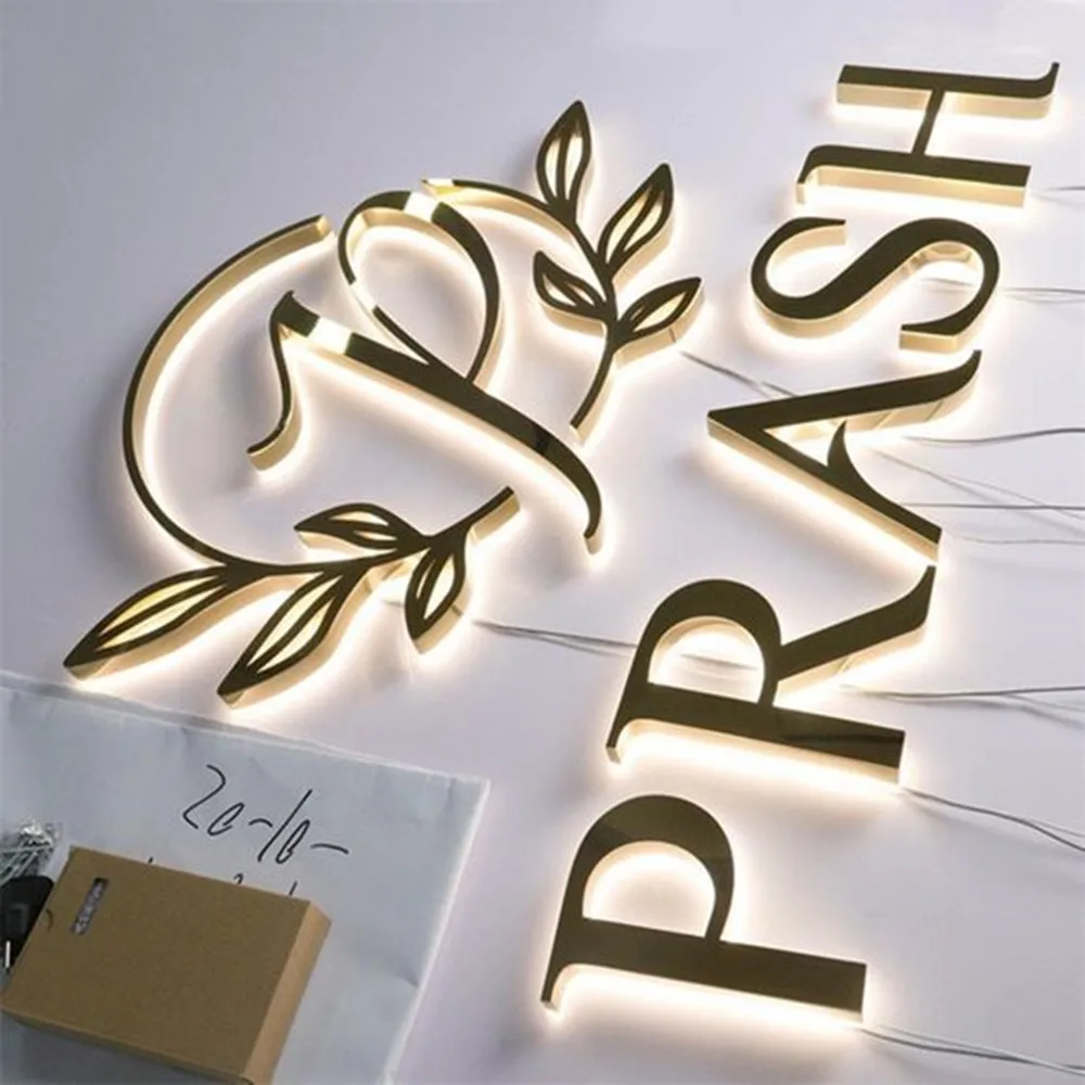 Custom Led Sign Stainless Steel Storefront Illuminated Advertising Letters  Business Logo Wall Signs Personalized Backlit Sign