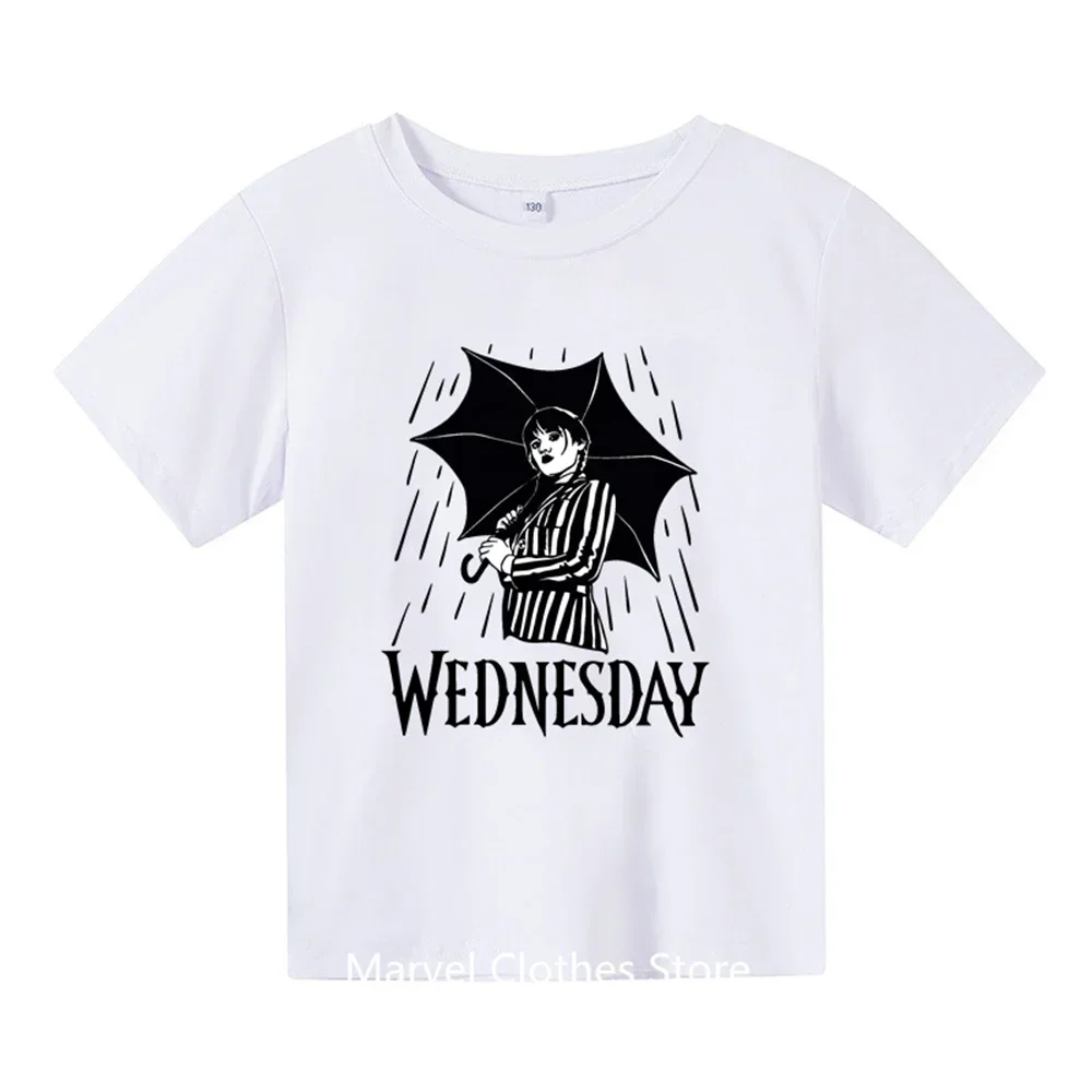 Tshirts Hot Movie Wednesday Addams 3d Printed Boy Girl Summer Casual Fashion Harajuku Oversized O-neck Tshirt Kids Tees Clothes 2