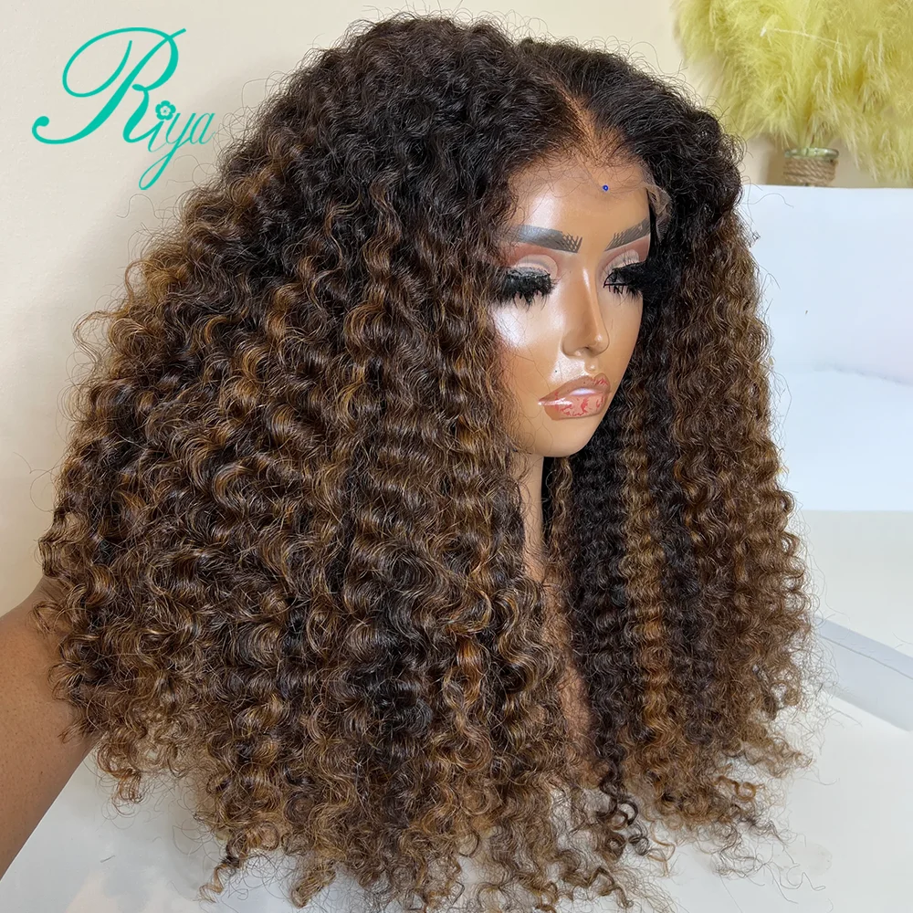 Highlight Blonde Wig 250 Density Coily Curly Wig 13x4 13x6 Lace Front Human Hair Wigs For Women Kinku Curly 360 Lace