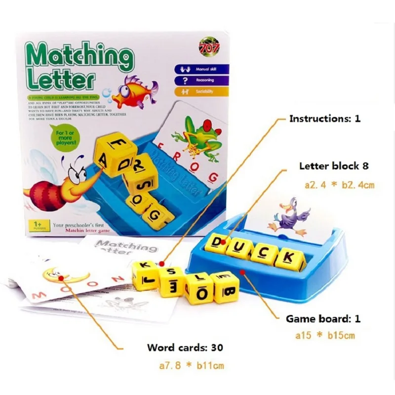 

Children's educational toys letters with pictures to learn words parent-child interactive board game English early education toy