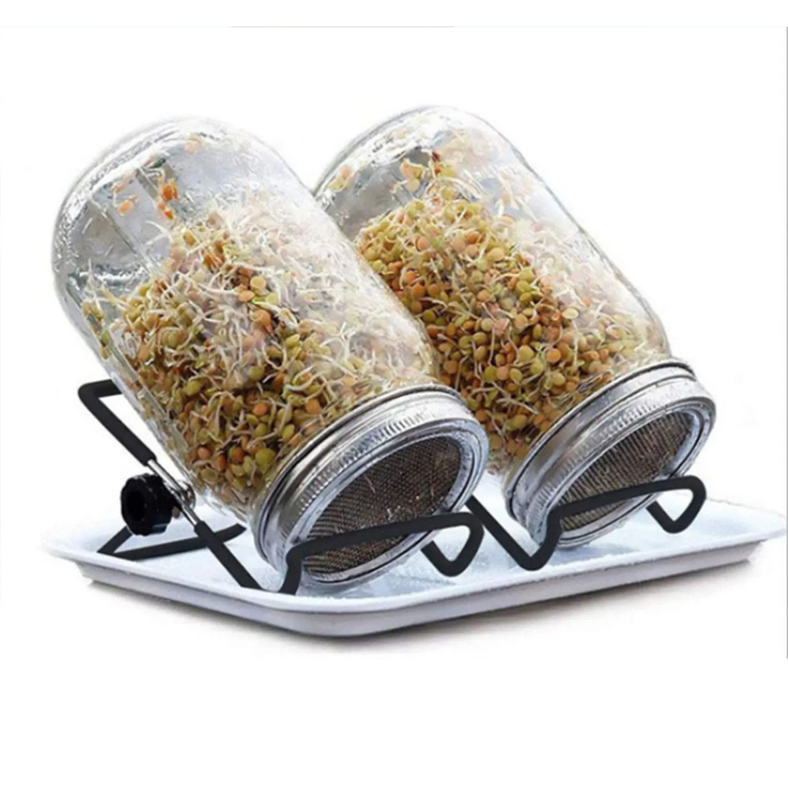 

Stainless Steel Lid Holder Lid Mesh Lid Germination Jar Bean Sprout Lid Tray With Mesh Lid Kitchen Storage