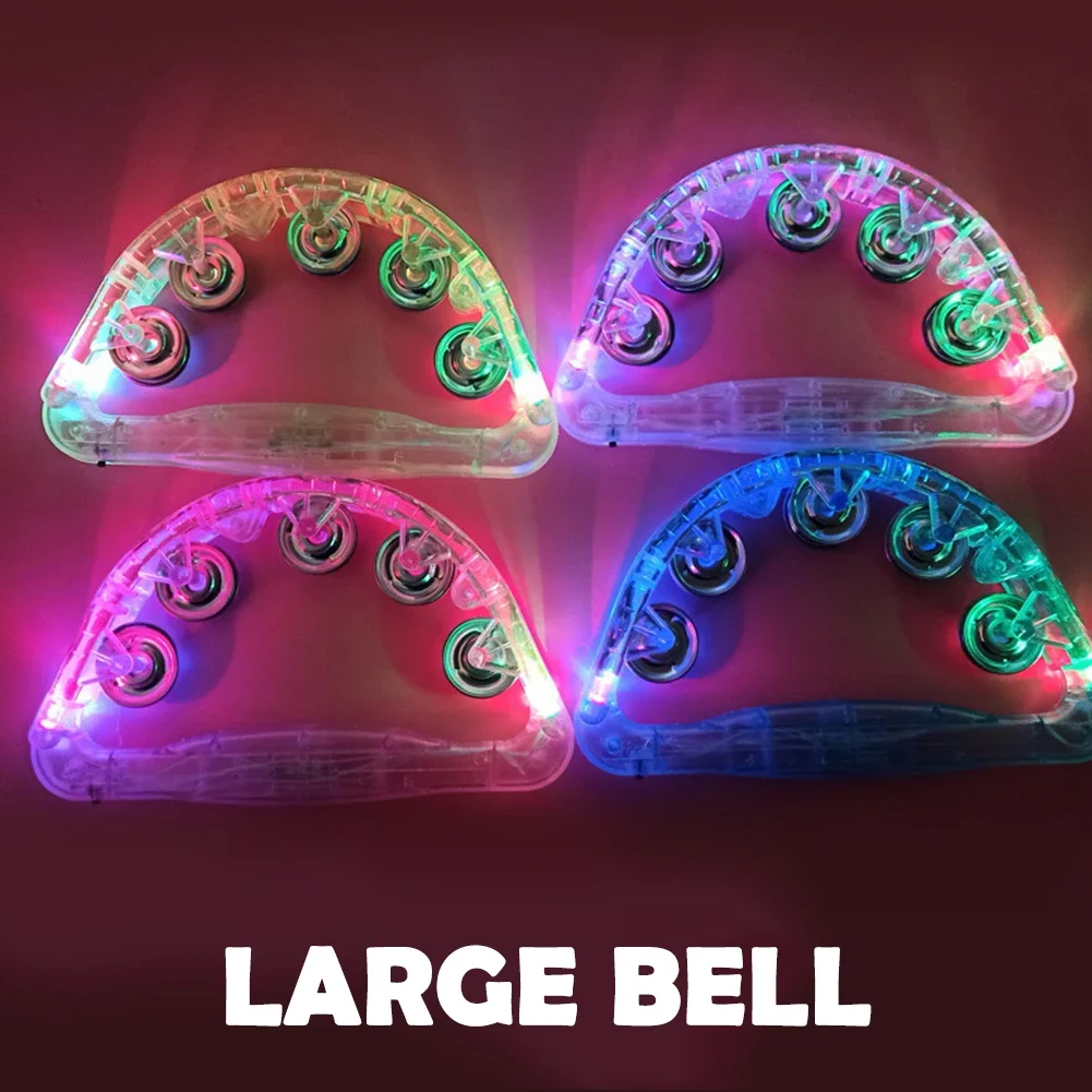 Hand Tambourine LED Flashing Rattle Bell KTV Party Events Kids Sensory Musical Instrument