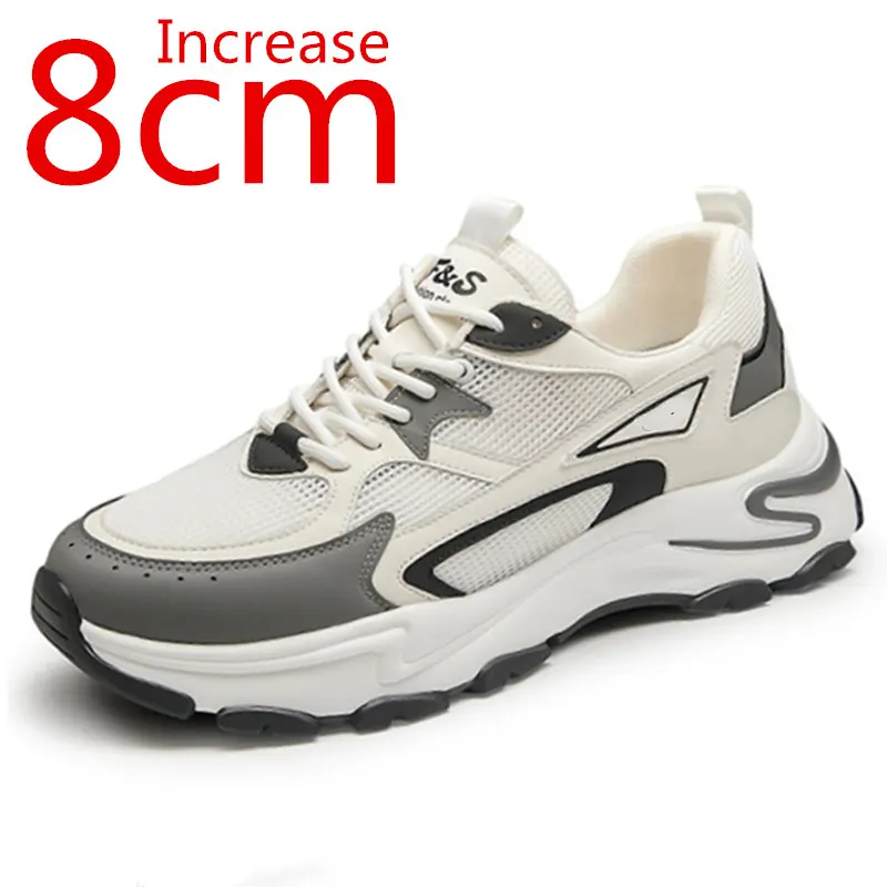 

Height Increasing Shoes Spring/Summer Hollow Out Men Shoes 8cm Sports Dad's Shoes Men Breathable Invisible Elevated Casual Shoes