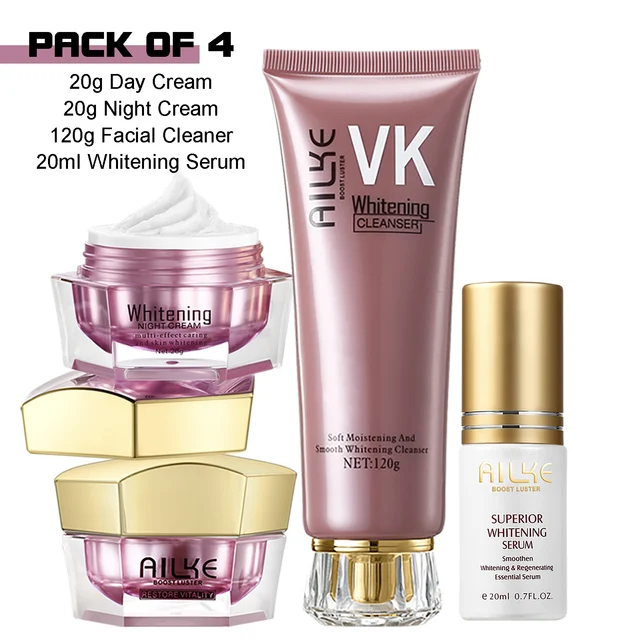 AILKE crème éclaircissante Anti-rides pour le visage, avec collagène, acide hyaluronique, soin blanchissant pour la peau, ensemble hydratant pour le visage pour femmes 1