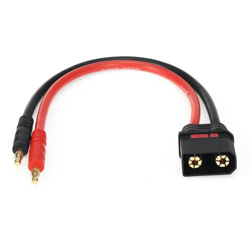 Câble de charge QS8 pour drone course, silicone 10AWG, connecteur banane 4mm, couleur noir.