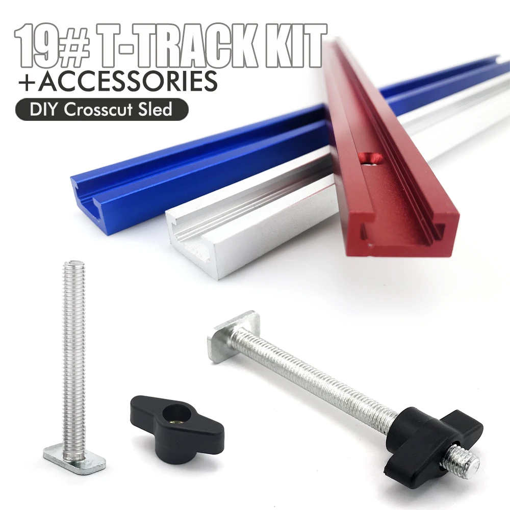 Woodworking 19# T-track Kit and Accessories Aluminum T-tracks Slot Miter Track for Router Table Workbench DIY Crosscut Sled Tool 4