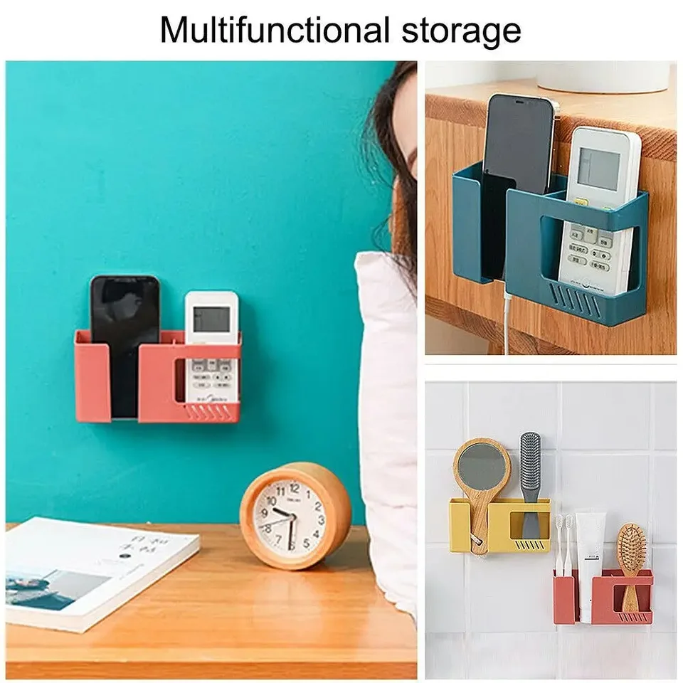 Universal Mobile Phone Charging Holder Wall Mounted Non-Punching Box Rack TV Air Conditioning Remote Controller Storage_voghion.com