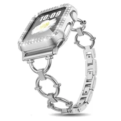 Elegant Metal Chain Strap - Fashion Round Loop Bracelet - 38mm (Silver with Case)