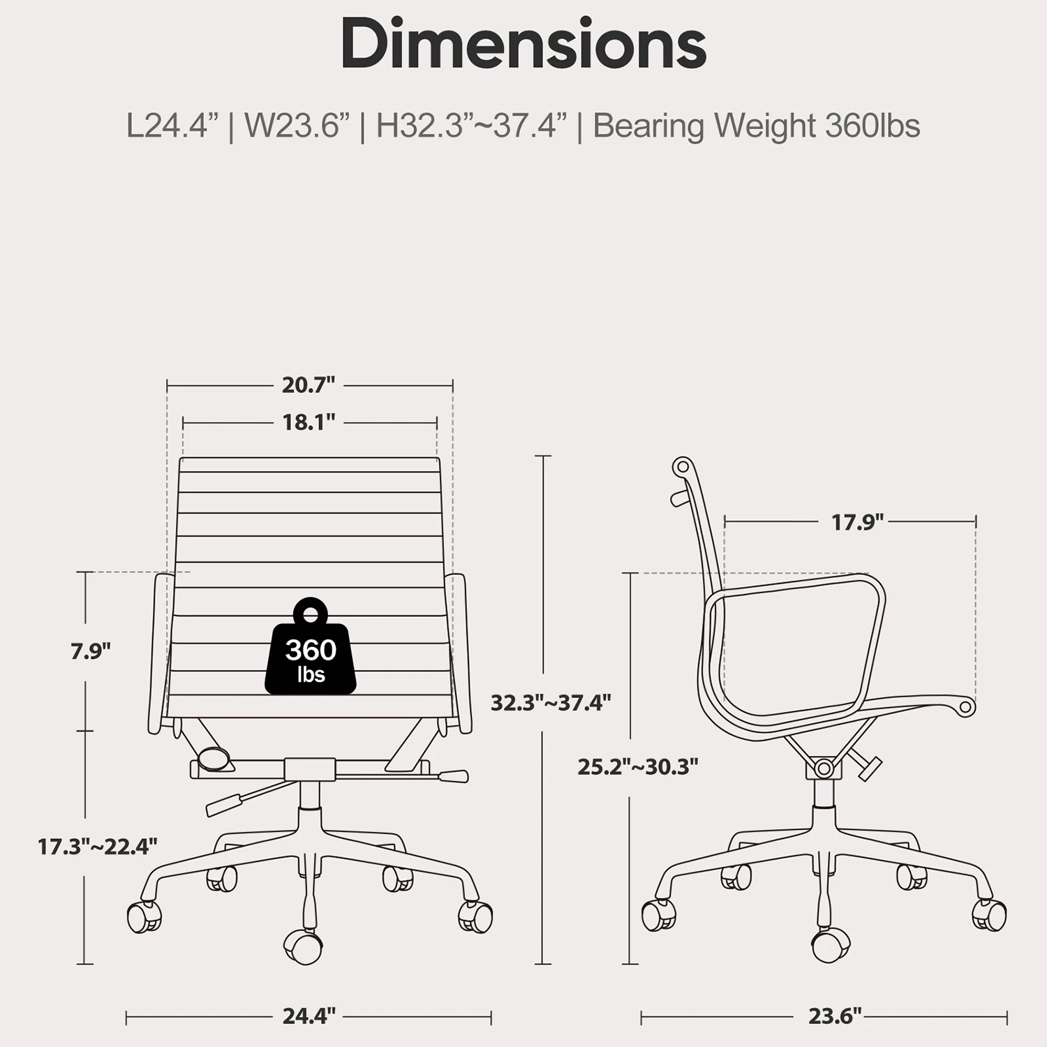Low Back Brown Ribbed Genuine Leather Office Chair with Aluminium Alloy Frame Swivel Computer Chair 2