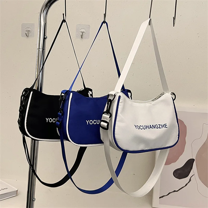 Women Nylon Shoulder Bag Female Zipper Messenger Bag Causal Letters