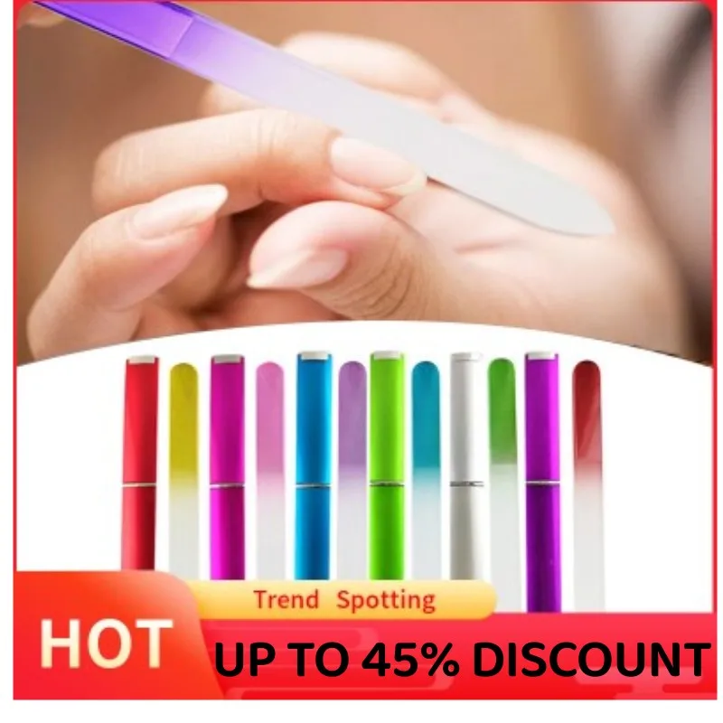 New 1pc Colored Crystal Glass Abs Cover Tube Nail File Sandblasted