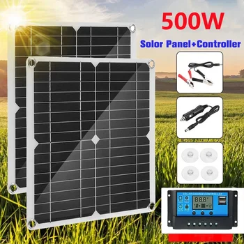 500W New Solar Panel Factory Direct Sales Portable Photovoltaic Power Generation Panel Mobile Charger Mobile Power Supply 5V12V
