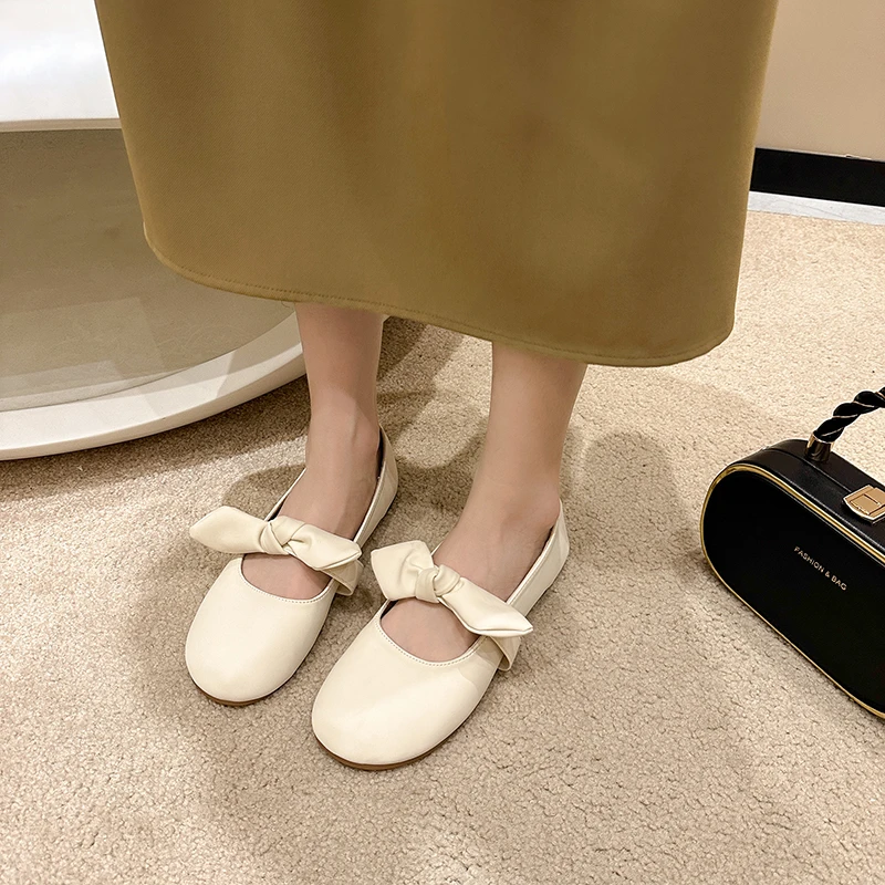 

2023 Hot Sale Women's Shoes Mary Janes Women's Flats Summer Slip-on Casual Flats Women Bow Tie Round Toe Soft Bottom Shoes Women
