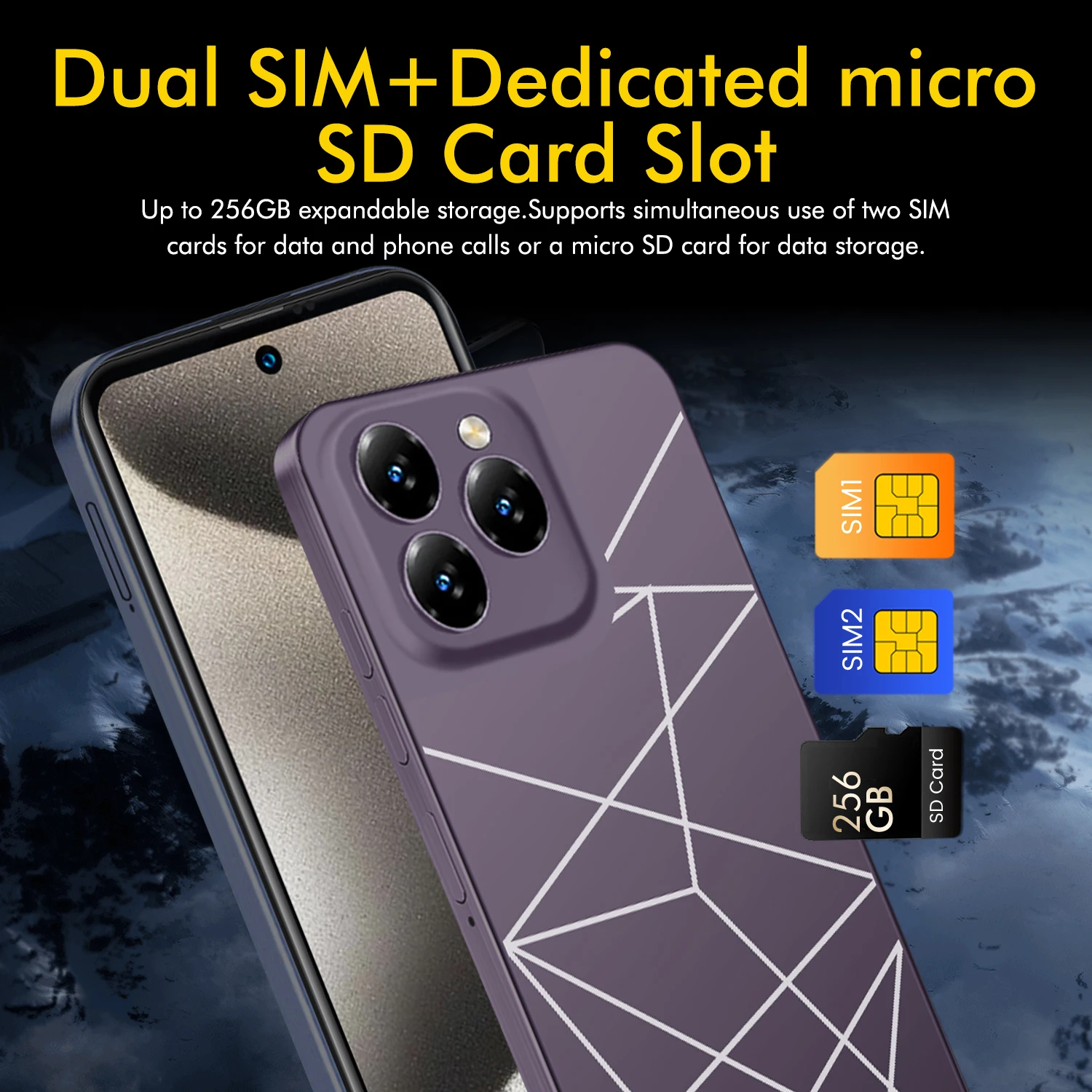 FUFFI-Q15 Pro Smartphone Android 6.8 inch 8GB RAM 256GB ROM Dual SIM Mobile phones Google Play Store 13+32MP 6800mAh Cellphones cell phone,mobile phone