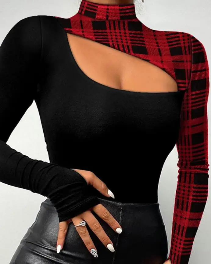 Fashion Woman Blouses 2022 Rhinestone Sexy Cold Shoulder Skinny Top Elegant Long Sleeve T-Shirt Chic All-Match Daily573_voghion.com