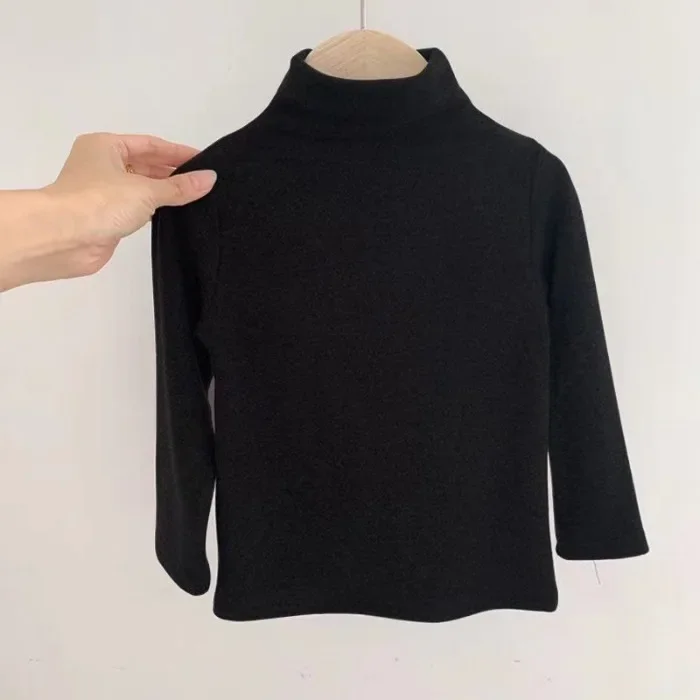 Kids Half-polo/turtle Neck Fleece-lined Base Layer Top Autumn Winter Inner Children's Mid-polo/turtle Neck Fleece Top
