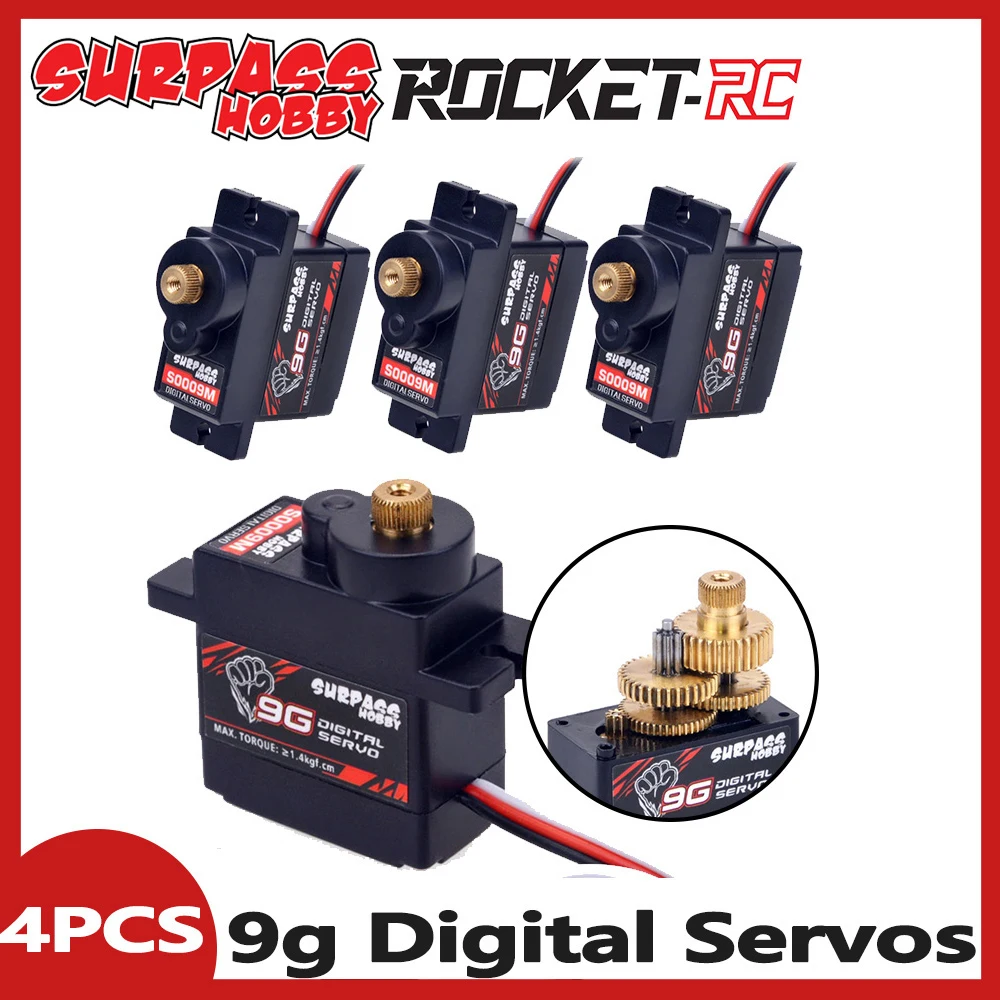SURPASS HOBBY 4PCS 9g Digital Servos Metal Gear Servo Waterproof for 1/