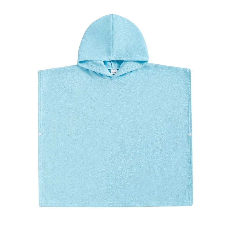 Kids Hooded Beach Poncho Towels Solid Color Loose Fit Beach Robe Cover-up for Summer