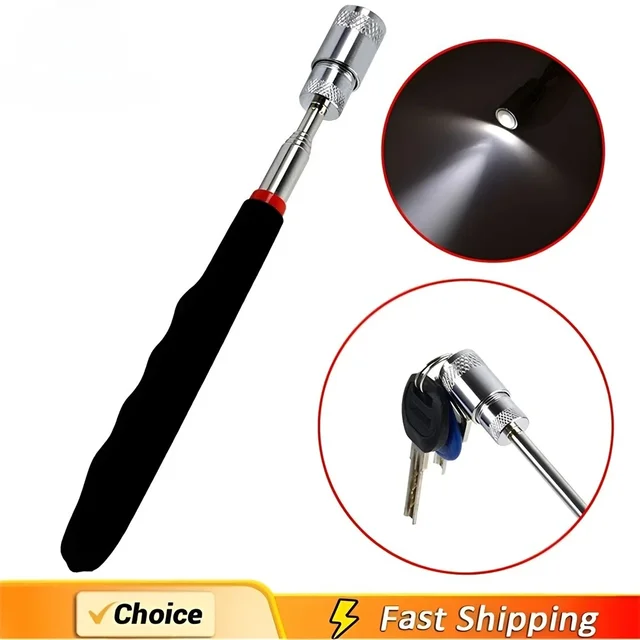 Telescopic Magnetic Pen with LED Light Extendable Pickup Rod Mini Portable Magnet Tool for Screws Nuts Bolts Metal Parts 2