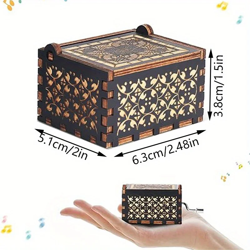 Wooden Music Box Vintage Sculpture Hand Shake Music Box Mini Box Birthday/Christmas/Valentine's Day Gift music box